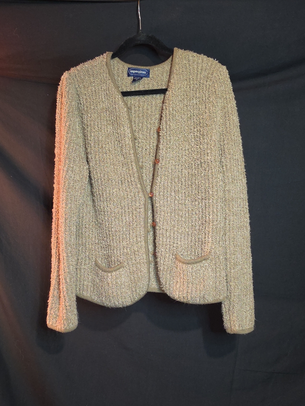 Impressions Beige Bouclé Open-Front Jacket